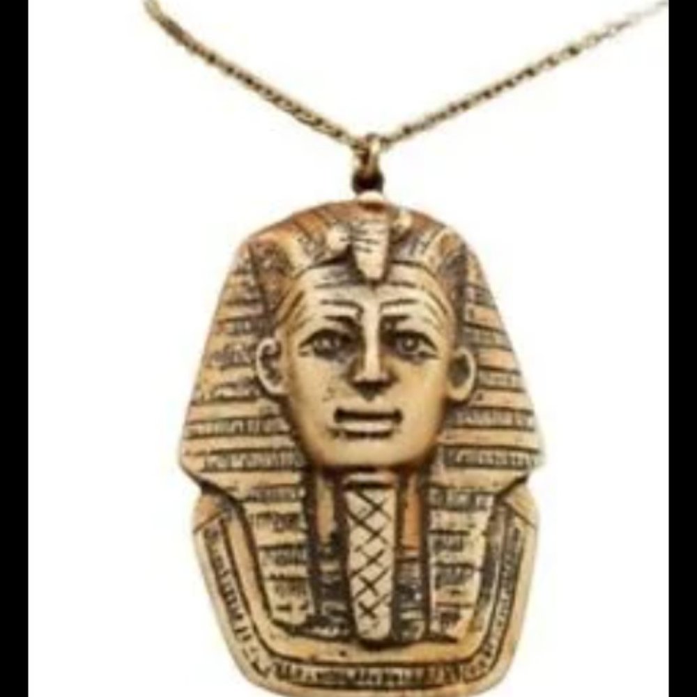 24" Gold-Tone Fashion Necklace King Tut Egyptian Pendant